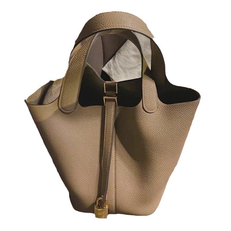 Сумка-тоут Tide Корзина для овощей Женская сумка Мягкая кожа PU Личи Узор Сумка-ведро Портативная сумка для детей и мам Tide