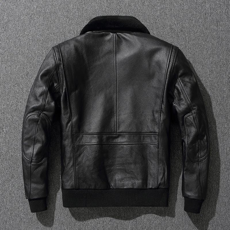 Одежда из натуральной кожи, мужской первый слой из воловьей кожи, летный костюм ВВС, большие размеры, хлопковая кожаная куртка с меховым воротником, простая зимняя