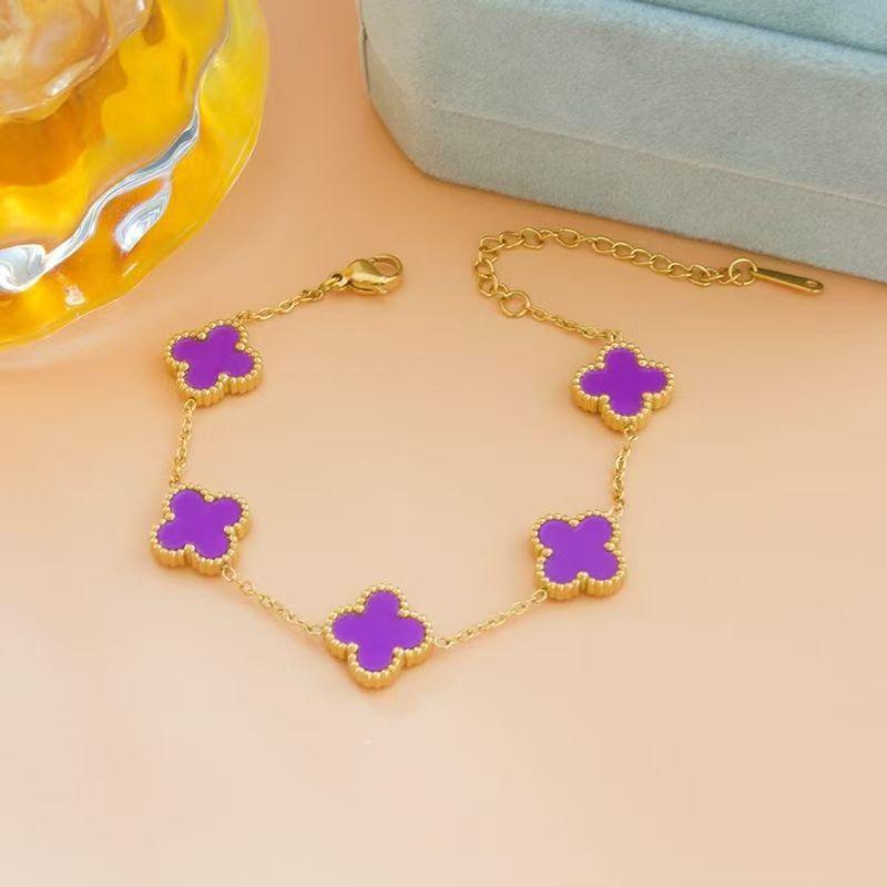 13 мм Четырехлистный клеверный браслет для женщин, цепочка с четырьмя листами клевера, ракушка, счастливый четырехлистный клевер