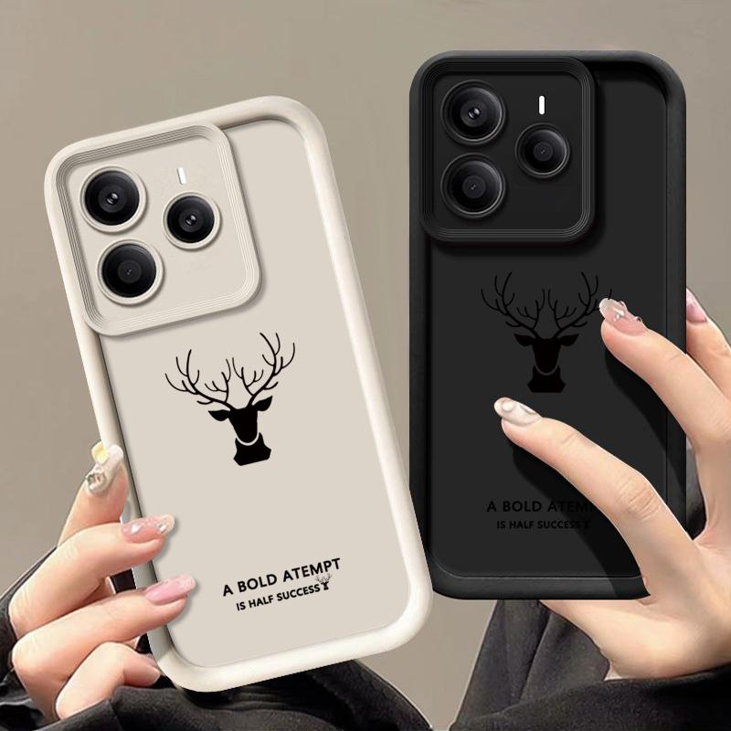 Матовый чехол TPU с принтом оленя для Xiaomi 14T Pro 13T Poco X7 F6 X6 M6 X5 Redmi 14C Note 14 13 Pro 12 11 10, мягкий противоударный чехол для телефона
