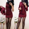 Office Two Solid Color Woman Mini Suit Coat Formal Dress Sheath
