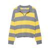 Spring 2026 Women's European & American Striped Lapel Knit Pullover Sweater