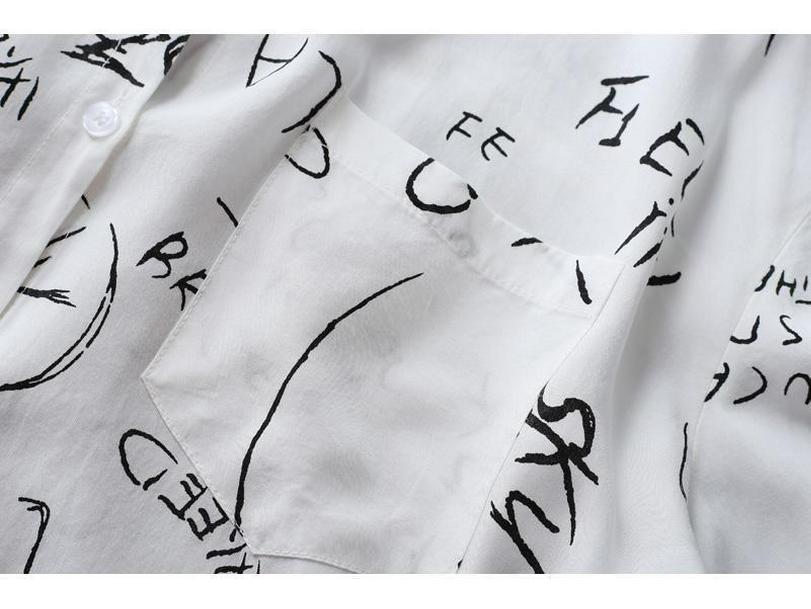 Женская летняя кардиган-рубашка с длинным рукавом и принтом букв - Защита от солнца Пляжная одежда 2024