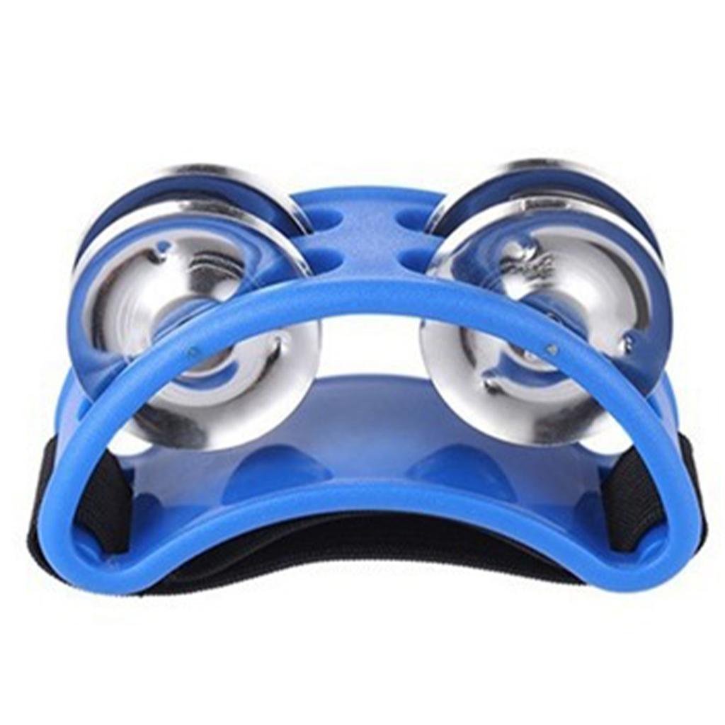 Foot Tambourine Percussion with Jingle Bell Tambourine Musical Percussion Instruments for Guitar Drum Blue
