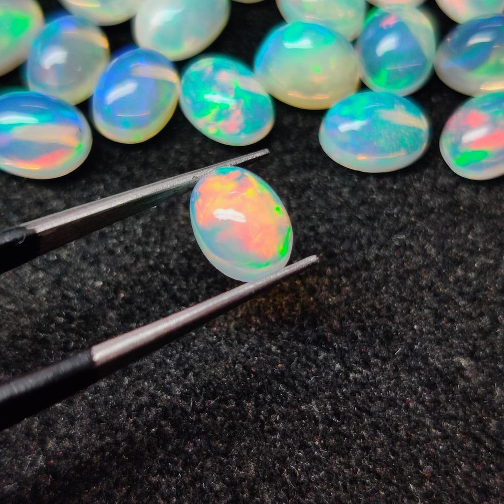 AAA Quality Oval Shape Multi Fire 9x7 MM Opal Cabochon, Healing Stone, Natural Opal Gemstone Lot.