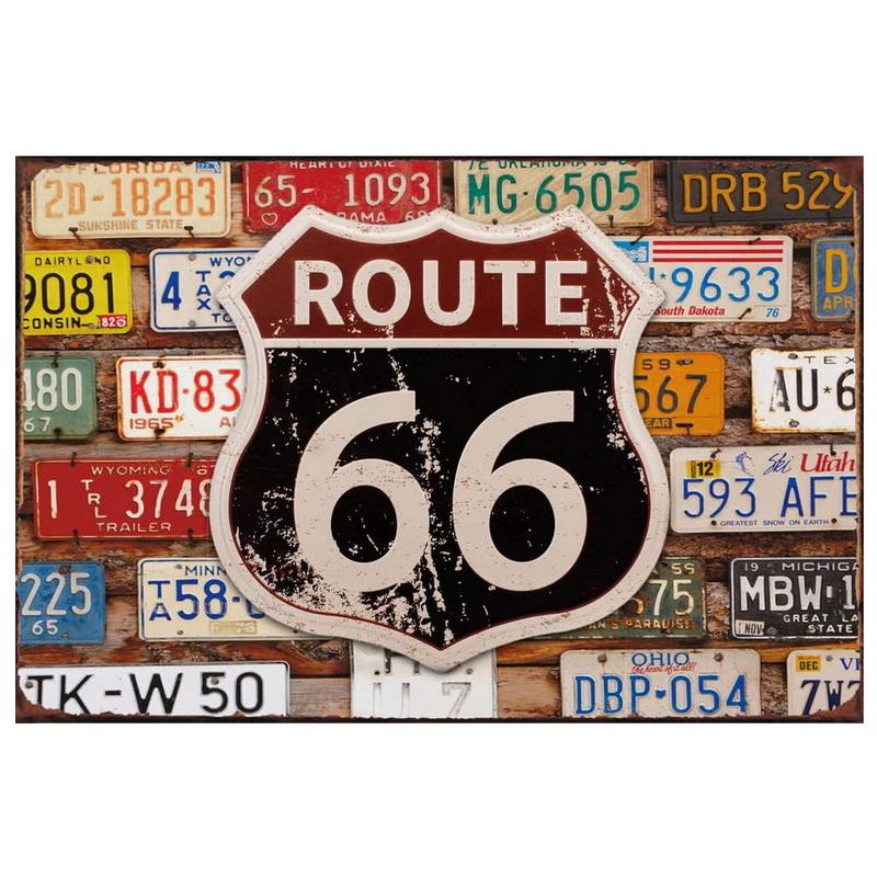Винтажные Исторические Старые Дорожные Знаки Route 66 Металлические Жестяные Вывески Настенное Искусство Ретро Постер для Баров Ресторанов Кафе Клубов Табличка Домашний Мужской Уголок Настенный Декор