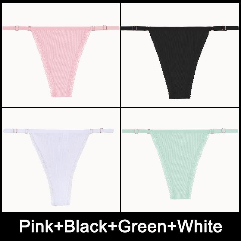 4PCS/Set Adjustable Waist Sexy G-string Panties Cotton Women's Underwear Girl Female Pantys Bikini Lady Thongs Lingerie