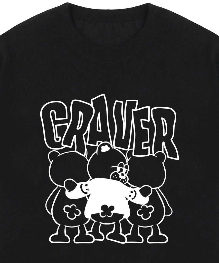 GRAVER [Unisex] 3 Bear Comics Logo Short Sleeve T-Shirt_Black