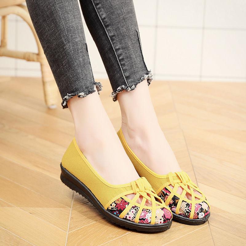 Тканевые туфли Старый Пекин Тканевые туфли на плоской подошве с мягкой подошвой и сеткой Женская обувь Модная верхняя одежда Летние сандалии