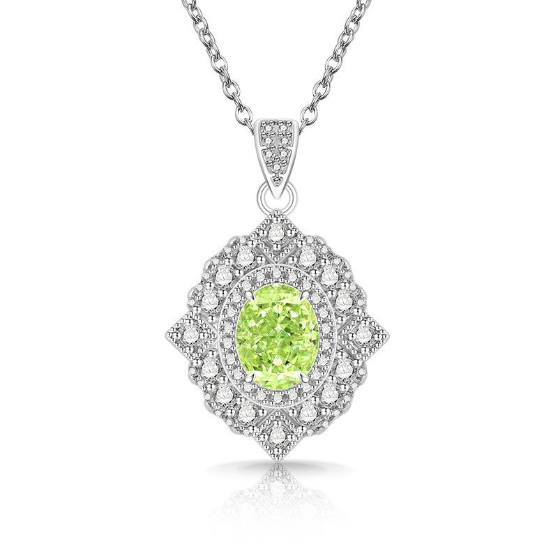 2026 Colored Treasure Ice Flower Cut Pigeon Egg Necklace Fashionable Luxury Inlaid High Carbon Diamond Electroplated Real Gold Pendant