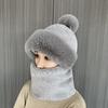 Winter Scarf Set Hooded for Women Plush Neck Warm Russia Outdoor Ski Windproof Hat Thick Plush Fluffy Beanies