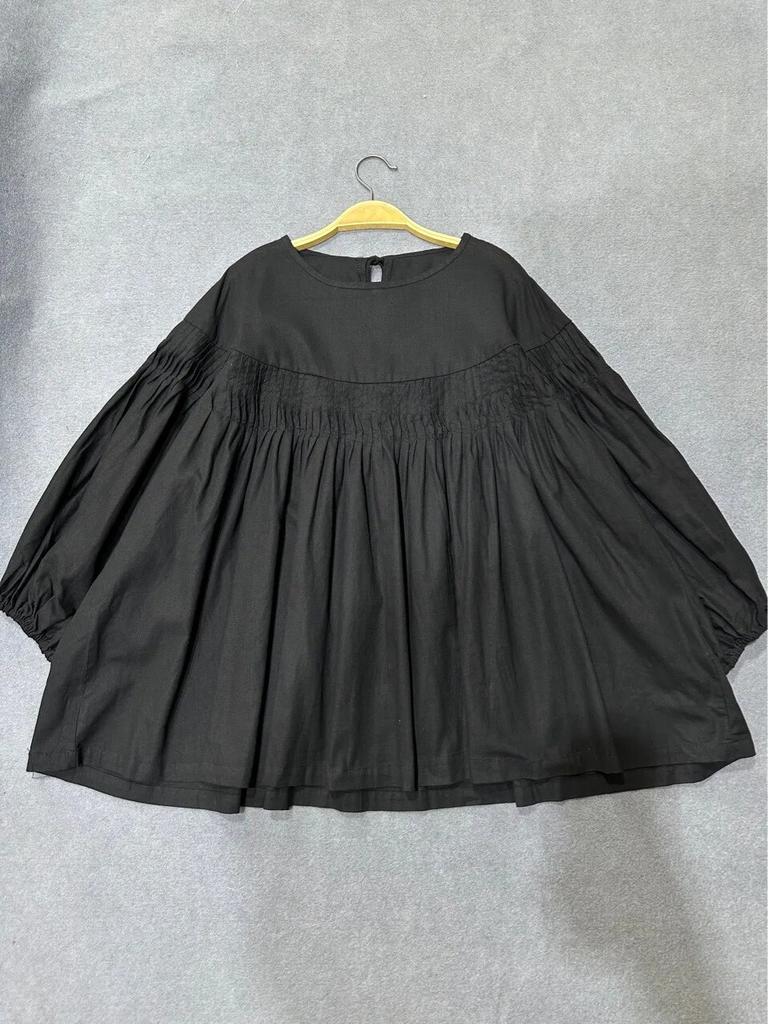Johnature Autumn Women Clothing Casual Tops Vintage Cotton Linen Loose Pleated Loose Shirts