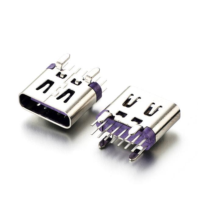 Разъем USB 3.1 Type-C, гнездо, вертикальный монтаж, 6,5 мм, длинный штырь для извлечения 1,3, с пружиной/без пружины, лента.