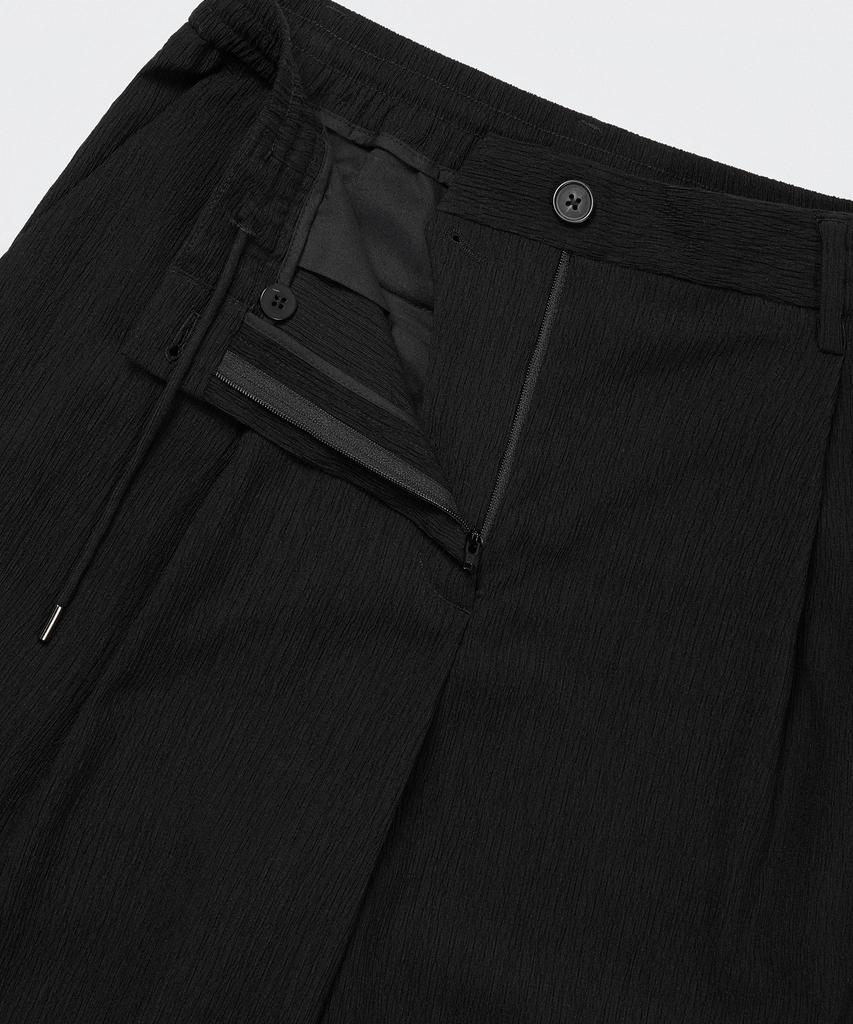 MUSINSA STANDARD WOMAN Women'S Crinkle One-Pleat Wide Elastic Waist Pants [Black]