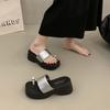 2025 Small Man Height Increase Super High Heel Shoes Drag Women's Summer Muffin Sole Thick Heel Toe Cool Slippers Thick-soled Wedge Heel Shoes