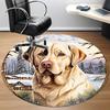 1PC Winter Dog Office Round Area Rug, Mat Suitable For Office, Under Office Chairs Bedroom Living Room Home Decor, Room Deco