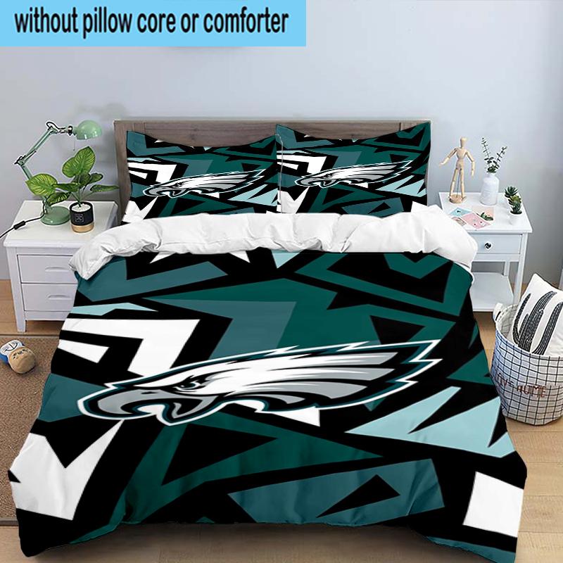 Philadelphia Eagles 3PCS Bedding Set 2D Printing (Includes 1 Duvet Cover + 2 Pillowcases Coreless), Bedroom decor,Fan gift