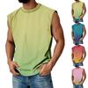 Мужская летняя футболка без рукавов с круглым вырезом и градиентным рисунком в спортивном повседневном стиле