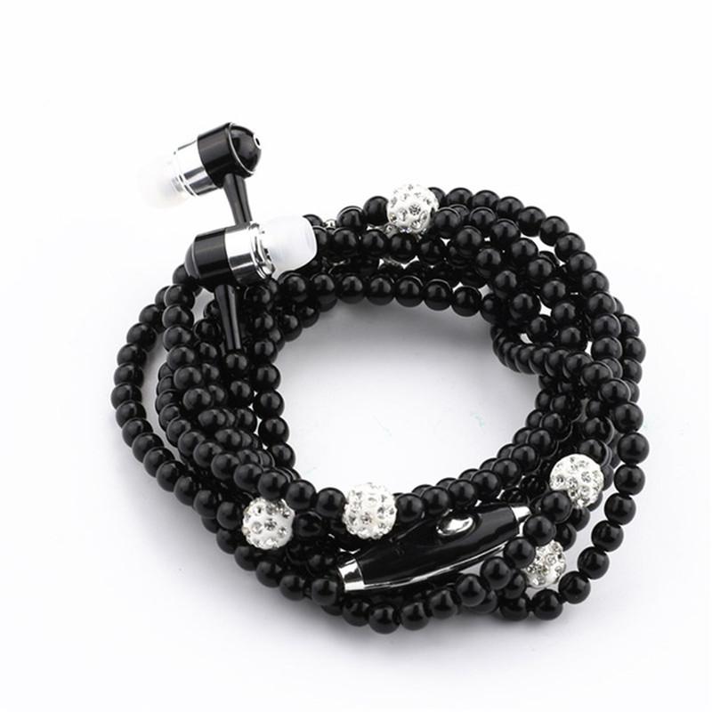 VAORLO Жемчужное ожерелье, наушники-вкладыши, розовое ожерелье со стразами, ювелирные изделия, бусины, наушники с микрофоном для Samsung Xiaomi, подарки для девочек