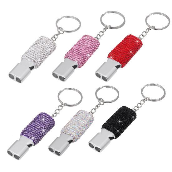 Свисток из металла и страз, с брелком для ключей, блестящий свисток с громким четким звуком для судей, тренеров, спасателей, чрезвычайных ситуаций