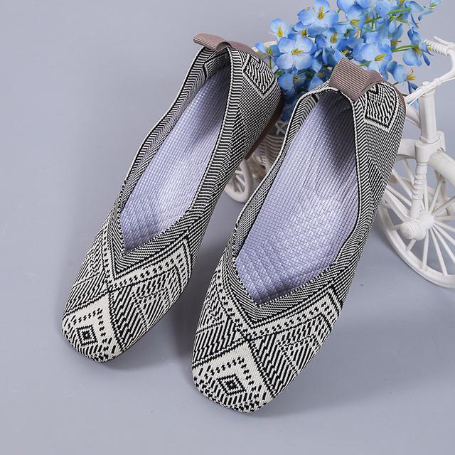 Женские балетки на плоской подошве, вязанные мокасины в полоску, женские топсайдеры с круглым носком, удобные балетки, женская повседневная обувь на мягкой подошве