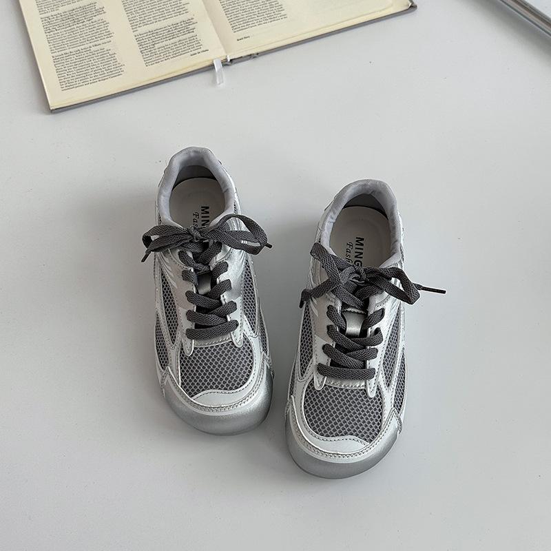 Модные сращенные повседневные кроссовки на шнуровке, летние ретро, на шнуровке, с мягким верхом, из дышащей сетки, на толстой подошве, женские немецкие тренировочные туфли