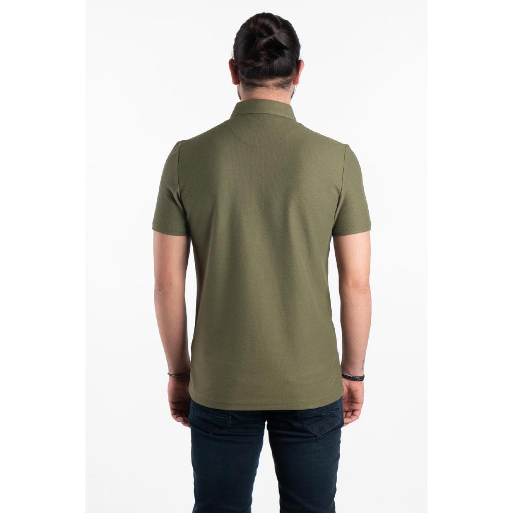 Мужская черная футболка с воротником-поло с молнией и деталями