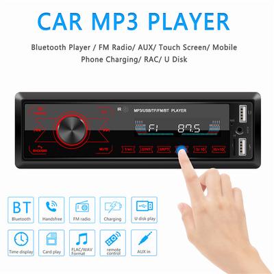 Одиночный автомобильный стерео Mp3-плеер 1 Din в приборной панели Bluetooth Aux-In Радио головное устройство с сенсорными кнопками