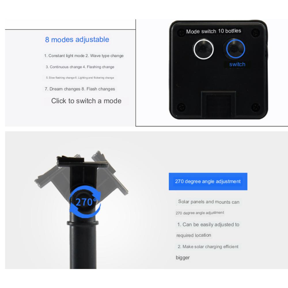 Уличные солнечные гирлянды 60 светодиодов, 11M наружные солнечные водонепроницаемые гирлянды, 8 режимов Уличные солнечные гирлянды для сада, патио, балкона, вечеринки