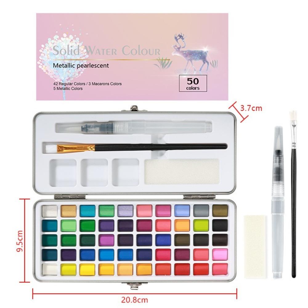 Mini-portable Solid Watercolor Pigment with Carrying Case Water Color Set  for Artists Painting