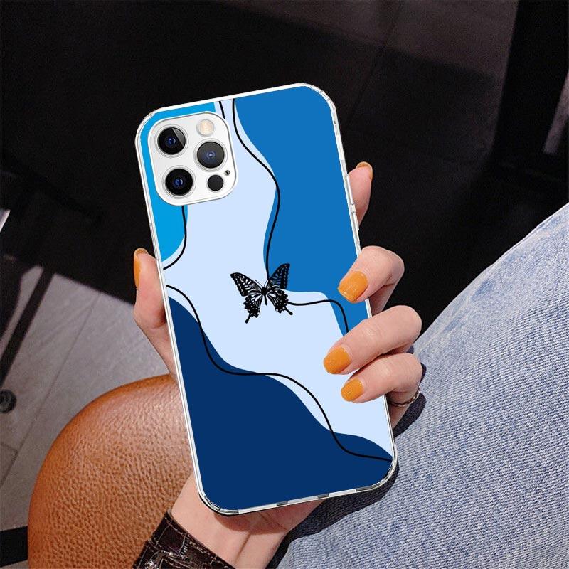 Синяя бабочка Красивое крыло Чехол для телефона Phnoe для Iphone 17 Air 16 16E 11 12 13 Mini 14 Plus 15 Pro Max 7 8 + SE 2020 Чехол для телефона Coq