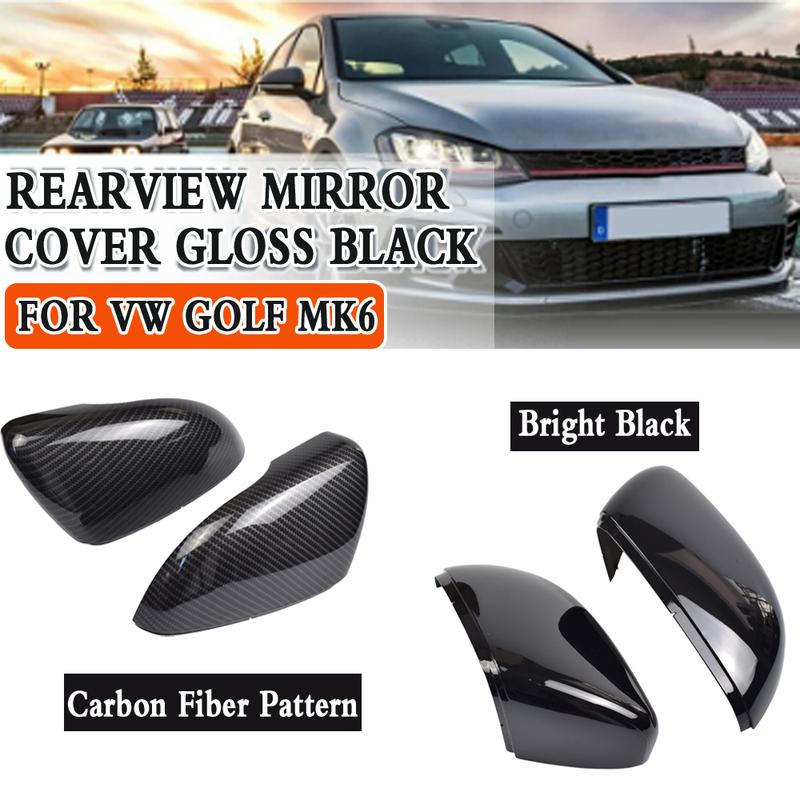For VW Volkswagen Golf 6 MK6 R GTI VI 2010-13 Car Rearview Side Mirror Cover Wing Cap Exterior Door Case Trim Carbon Fiber Look