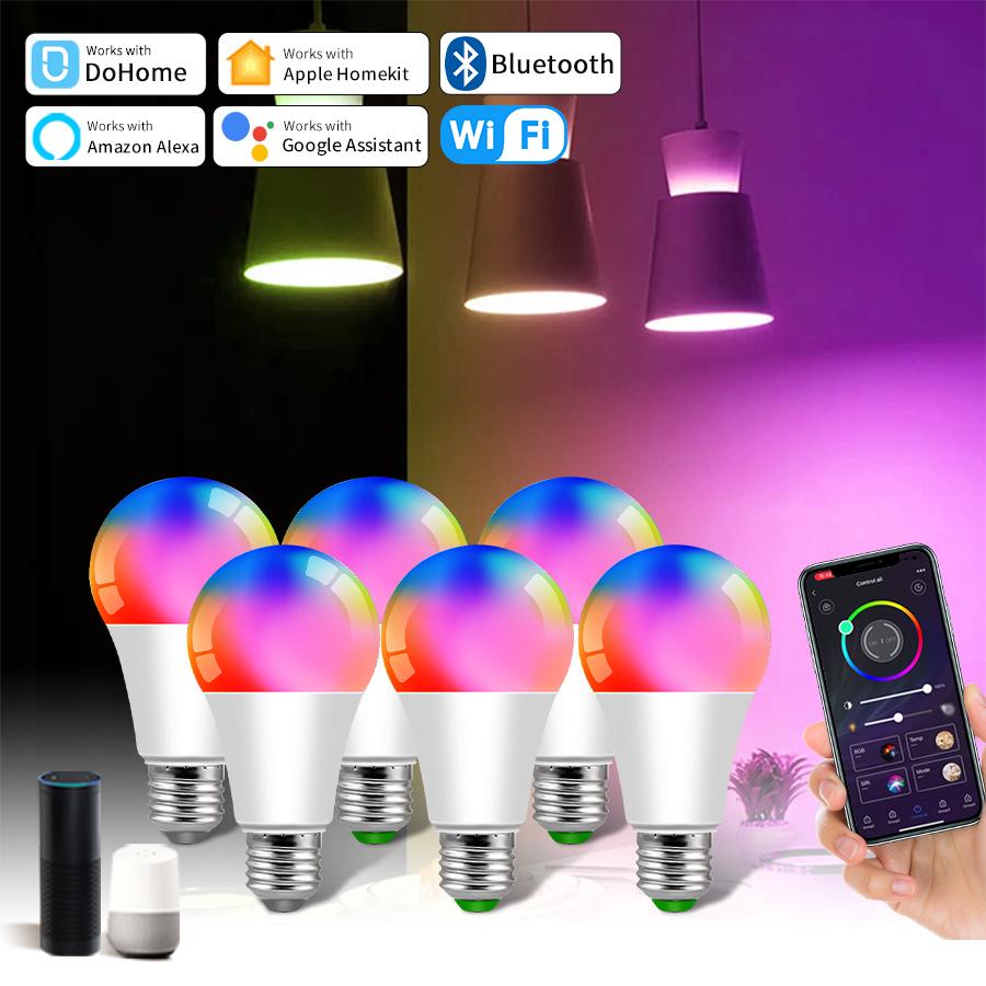 Smart Wifi Bulb Alexa E27 Led Bulb For Apple Android Dohome Siri Voice Control Google Home Timer Function RGBCW
