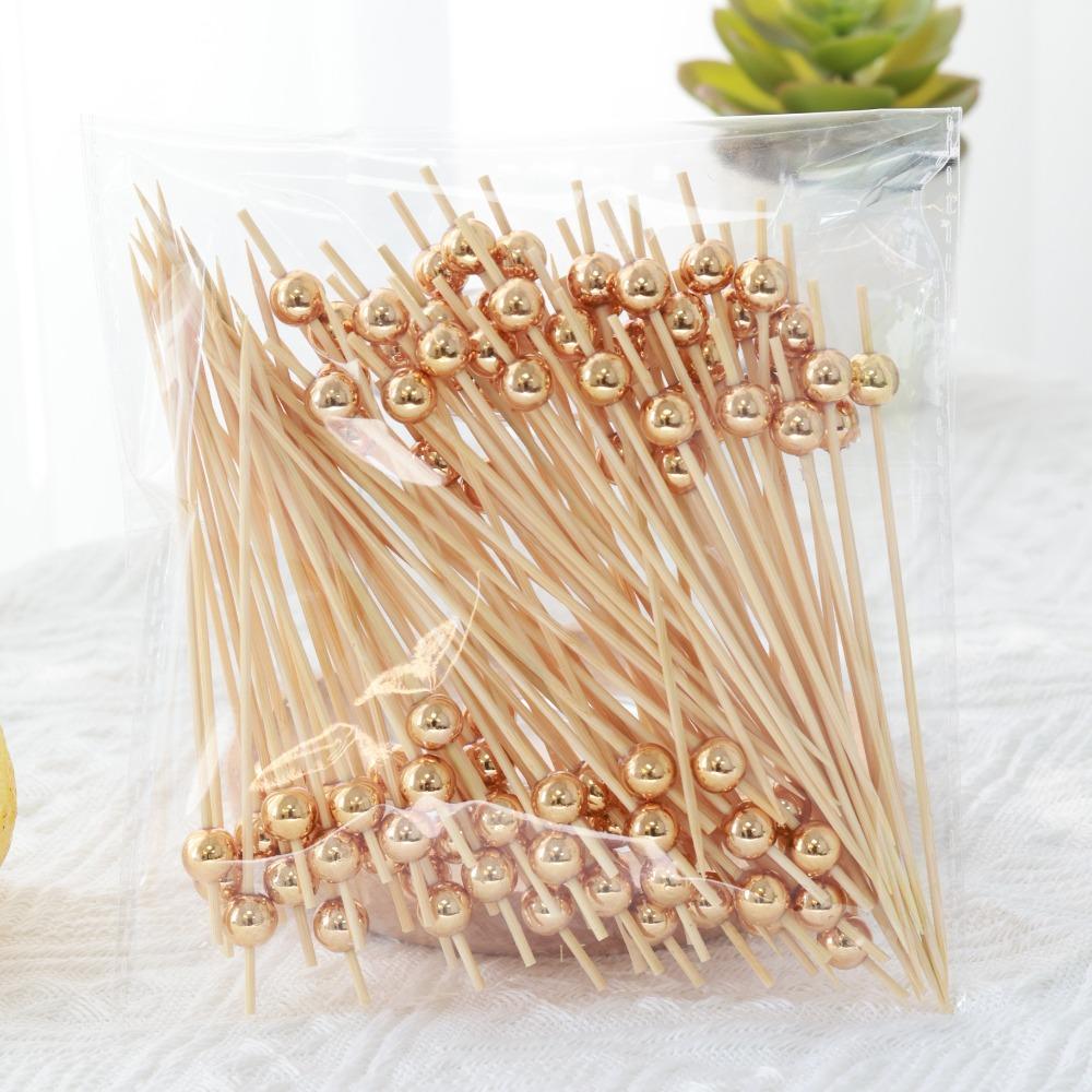 100pcs Versatile Bamboo Food Picks Disposable Fruit Sticks Decorative Dessert Sticks  Wedding Party