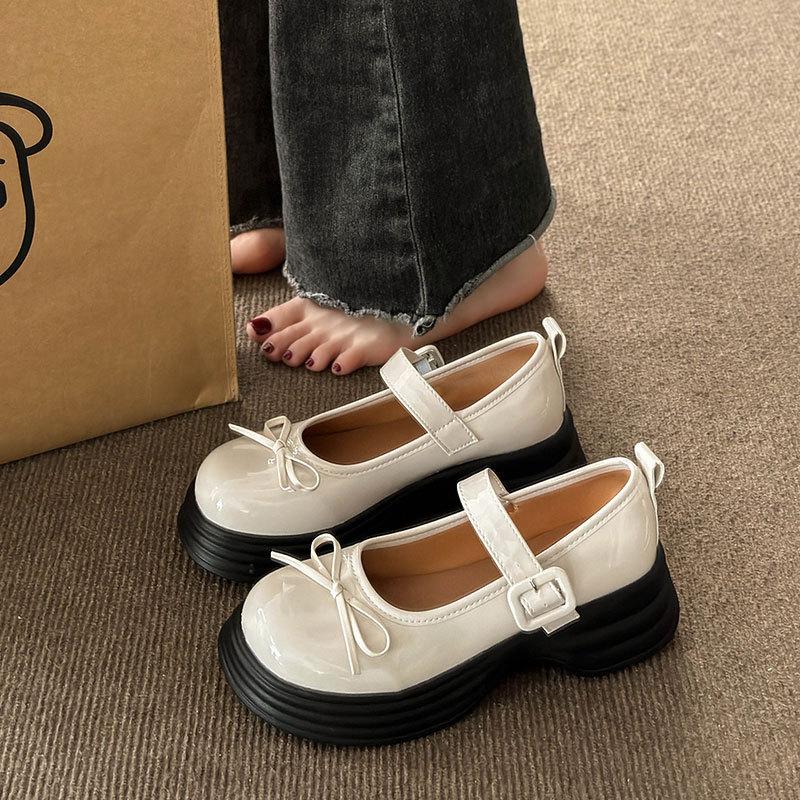 Fashion 2024 Chunky Platform Mary Jane Shoes for Women Patent Leather Fashion Bowknot Ankle Strap Pumps Woman Thick Bottom Lolita Shoes