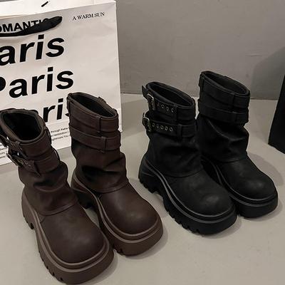 [Фанфна] Толстоподошвенные ботинки Мартина на высокой платформе для женщин, новинка осени 2025 года, ботильоны-брюки Майяр, короткие ботинки