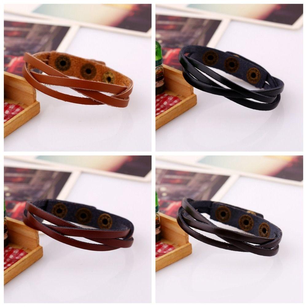 Кожаный браслет-цепочка из ПУ кожи, винтажный мужской ремешок на запястье, панк плетеный браслет, для девушки