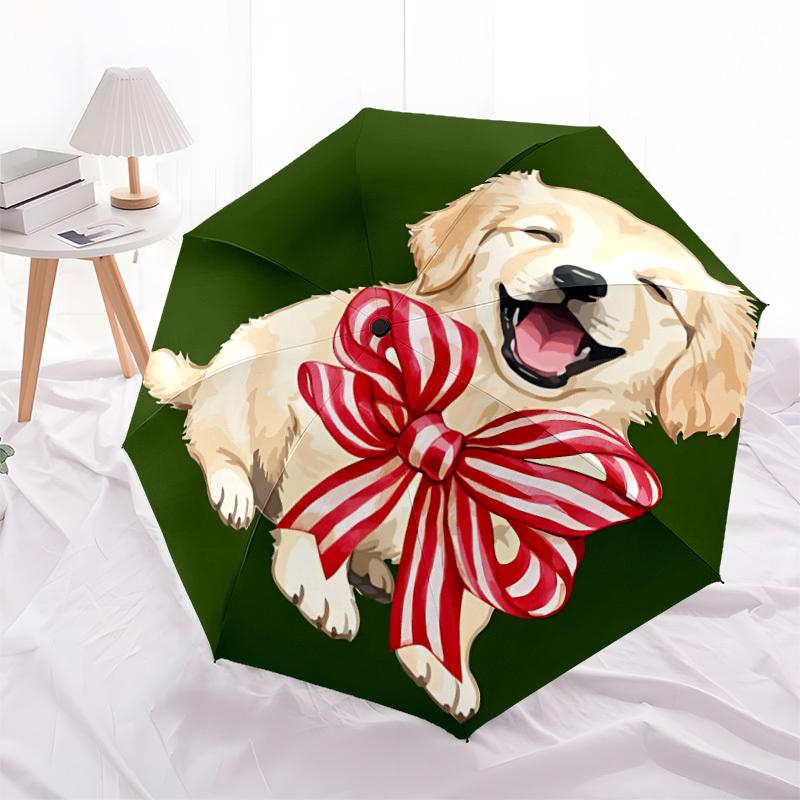 1 шт. Собака, БантАвтоматический Открывающийся/Закрывающийся Складной Зонт, Компактный Портативный Дорожный Зонт, Идеальный Подарок на День Рождения/Праздник, Милый Зонт y042