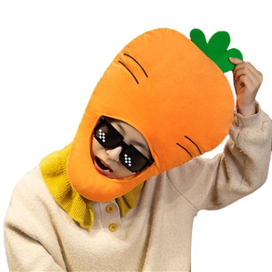 Фото-капюшон Яркий Цветной Фрукты Еда Форма Мягкий Плюшевый Головной Убор Отверстие для Лица Особенность Интернет-знаменитость Костюм Вечеринка Реквизит