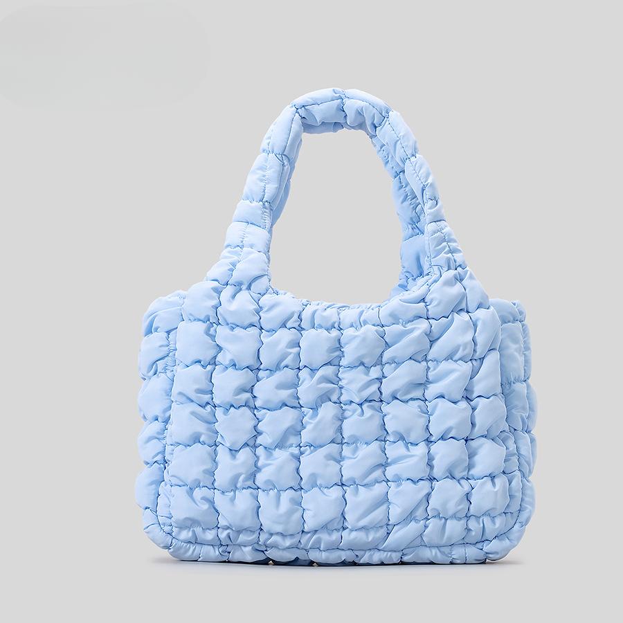 Cloud Pleated Bag Women's Large Capacity Lightweight Lattice Dumpling Bag Korean Bubble Shoulder Bag