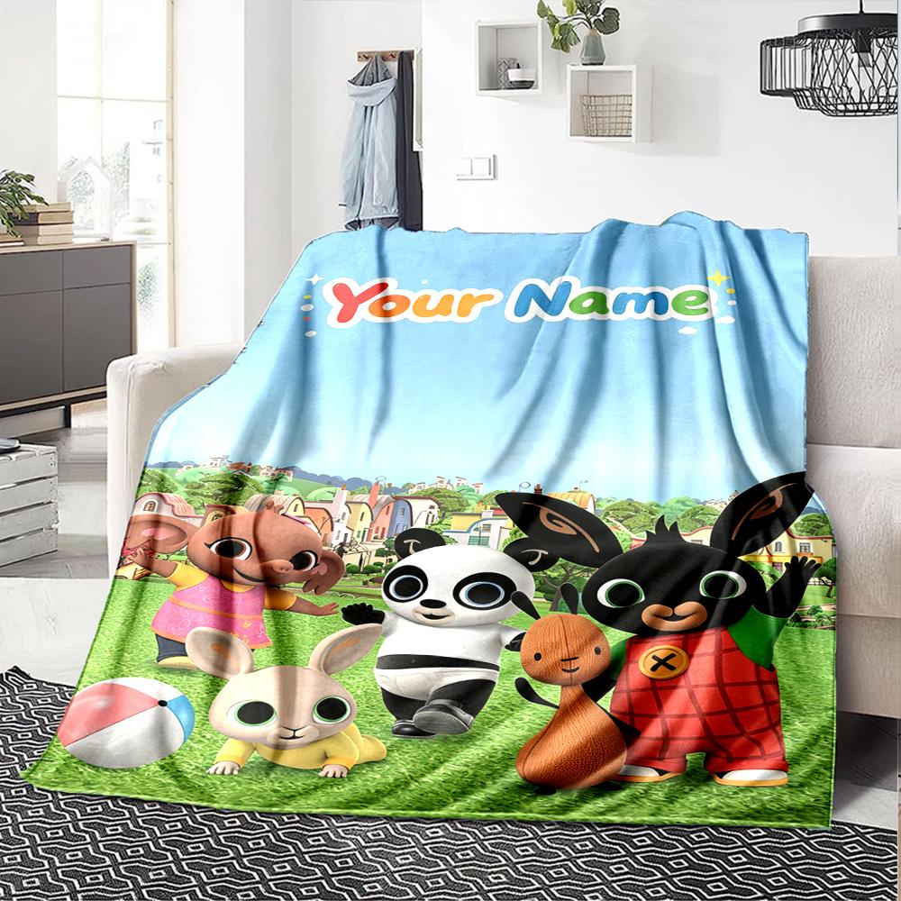 Name Custom Bing Print Flannel Blanket High Quality Warm Comfortable Cover for All Seasons Perfect for Gifts Home Decor