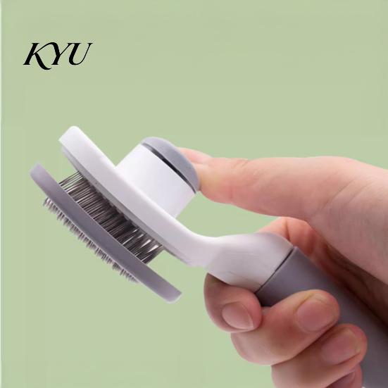 Self Cleaning Slicker Brush Self-Cleaning Pet Grooming Brush, Dog Shedding with Rounded Tips, Massage Comb for Skin Deshedding Long Short Haired Dogs