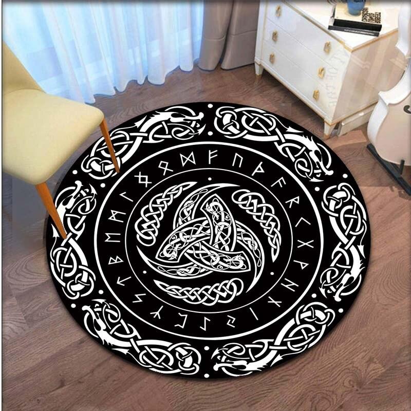 Viking Vegvisir Aegishjalmur Rune круглый ковер ковер для спальни гостиной напольный коврик большой декоративный нескользящий коврик