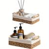 1pc Bathroom and Kitchen Storage Basket - Small Wicker Organizer for Countertops - Round Paper Rope