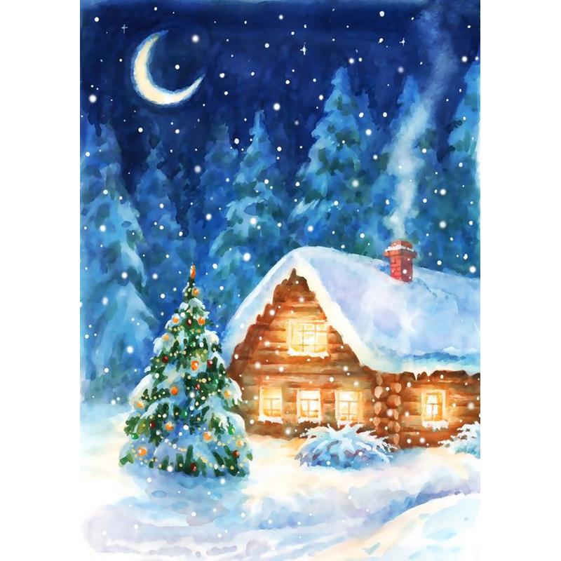 5D DIY полная круглая дрель Алмазная вышивка дом дерево снег зима алмазная живопись вышивка крестиком горный хрусталь украшение дома