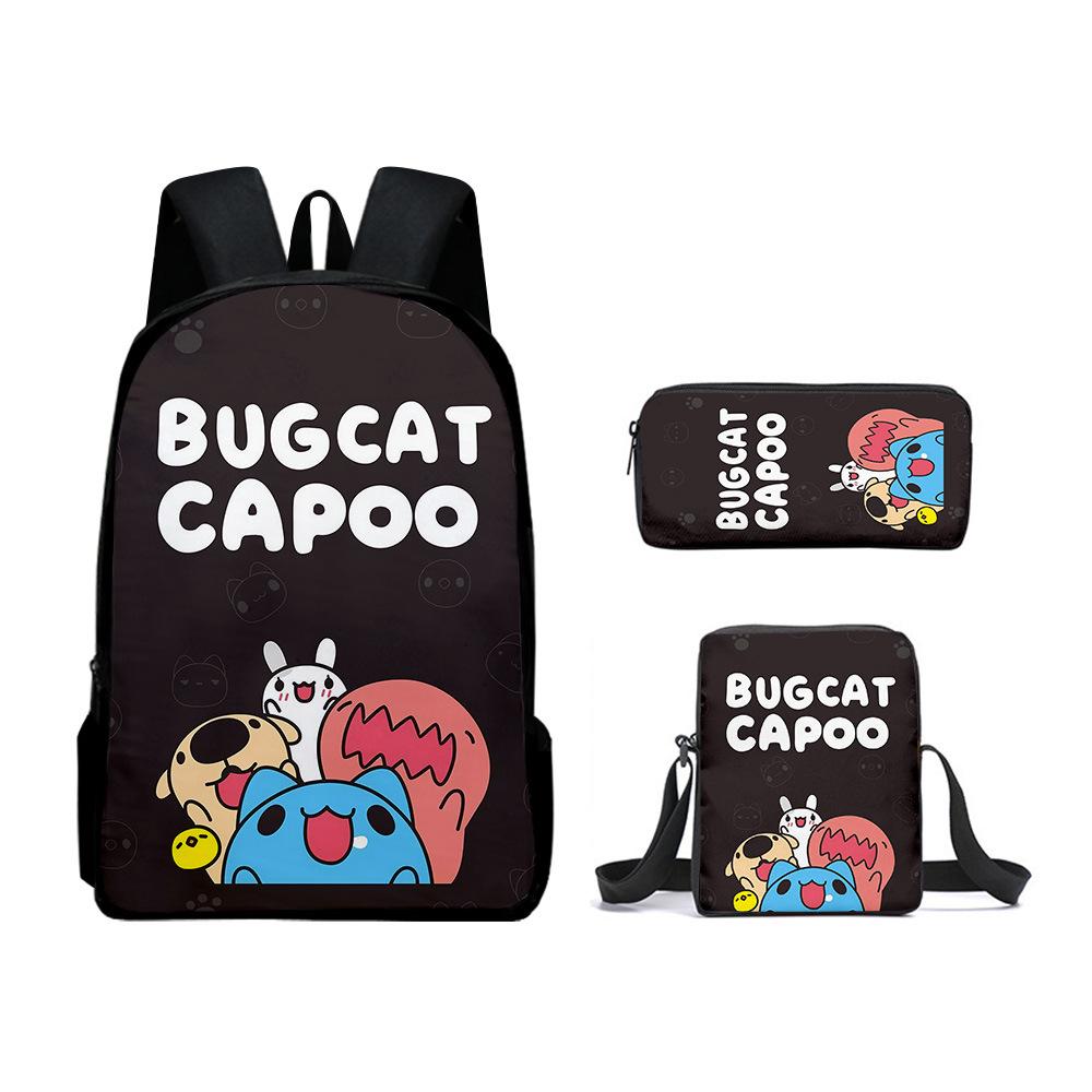 Классический Популярный Bugcat Capoo 3D Печать 3 шт./Комплект ученический Школьные сумки Ноутбук Ежедневный рюкзак Рюкзак Косая сумка на плечо Пенал