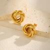 Geometric Irregular Twist Texture Earrings for Women, Gold Color Chunky Stud Earrings, Vintage Jewelry Gift