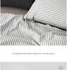 Striped Cotton Bed Sheet Set - 4 Pieces: Duvet Cover, Pillowcase, Single/Double