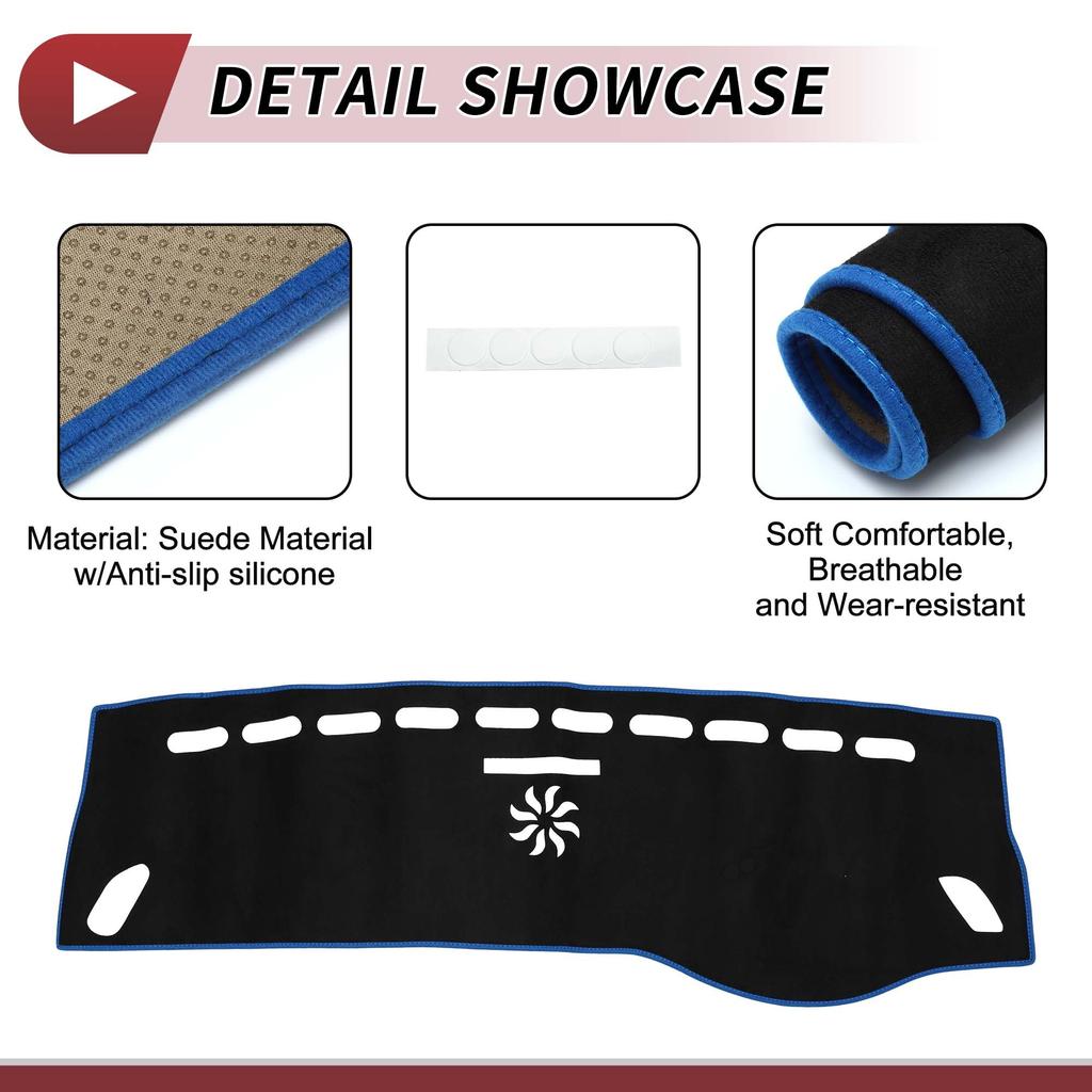 HEROFFIX Коврик на приборную панель для GLA Интерьер Приборная панель Солнце Замша Черный с Синими Деталями и Аксессуарами Mercedes-Benz Класс, Чехол, Защита,