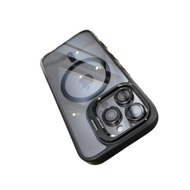KEYSION Magnetic Transparent Phone Case for MagSafe for iPhone 15 16 Pro Max 16 Plus 16e Lens Protector Metal Stand Shockproof Cover